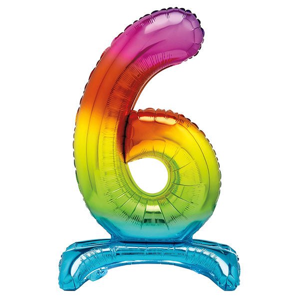 Rainbow "6" Giant Standing Numeral Foil Balloon (76cm) - The Party Marketplace