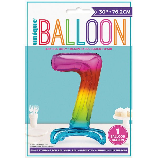 Rainbow "7" Giant Standing Numeral Foil Balloon (76cm) - The Party Marketplace