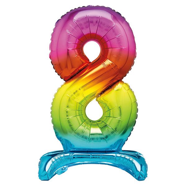 Rainbow "8" Giant Standing Numeral Foil Balloon (76cm) - The Party Marketplace