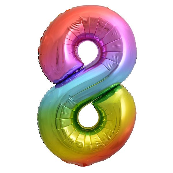 Rainbow "8" Numeral Foil Balloon (86cm) - The Party Marketplace