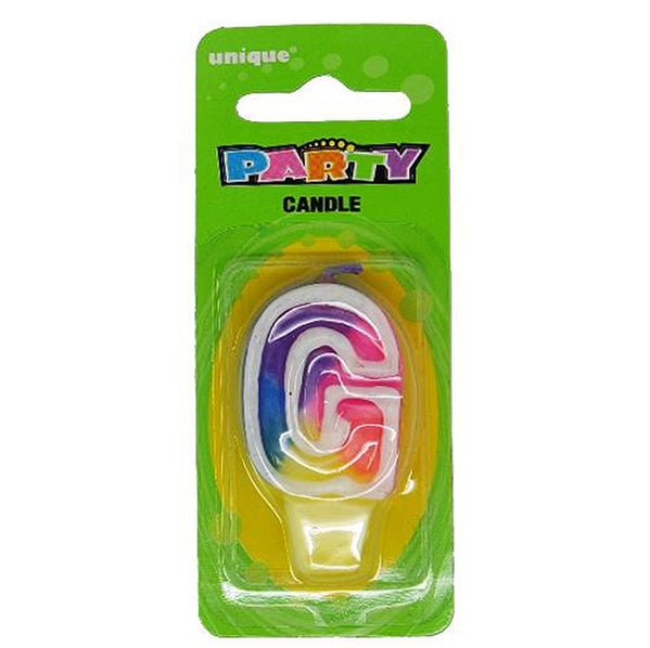 Rainbow Alphabet Candle - G - The Party Marketplace