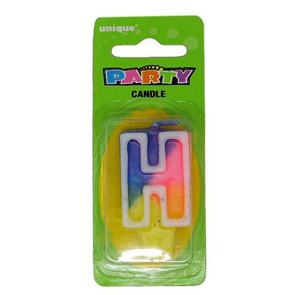 Rainbow Alphabet Candle - H - The Party Marketplace