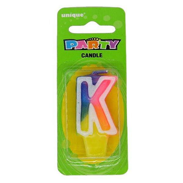 Rainbow Alphabet Candle - K - The Party Marketplace