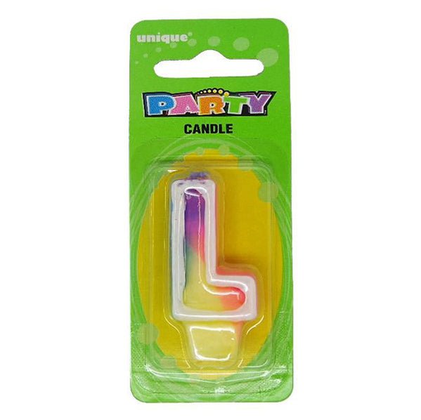 Rainbow Alphabet Candle - L - The Party Marketplace