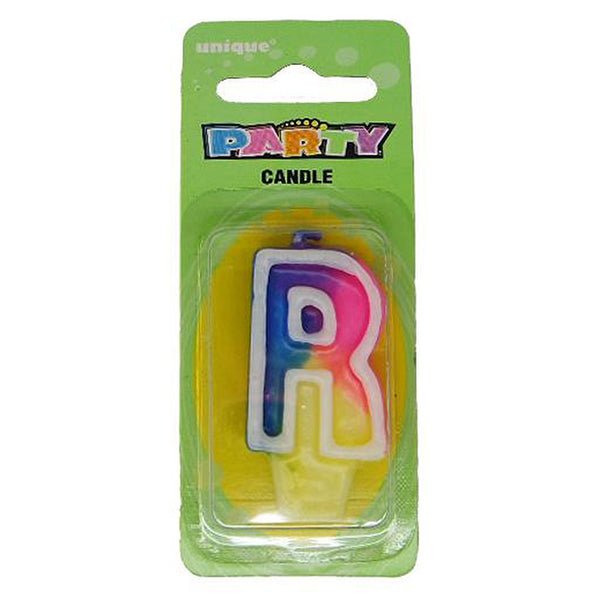 Rainbow Alphabet Candle - R - The Party Marketplace