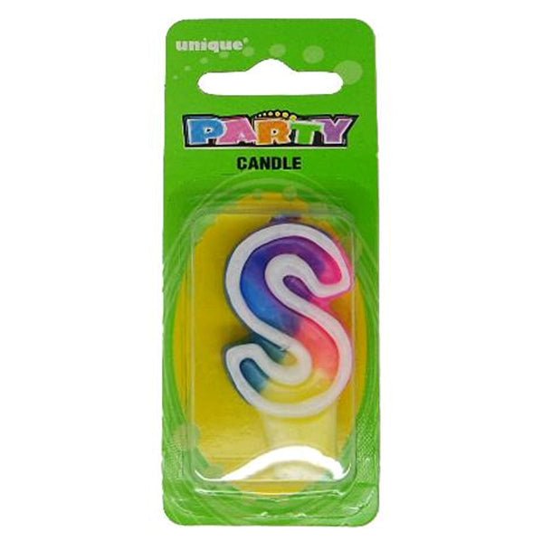 Rainbow Alphabet Candle - S - The Party Marketplace