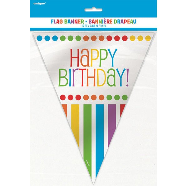 Rainbow Birthday Flag Banner - 3.65m - The Party Marketplace