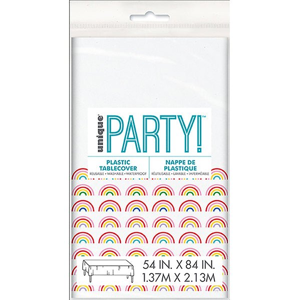Rainbow Birthday Pop Shop Printed Tablecover 137cm x 213cm - The Party Marketplace