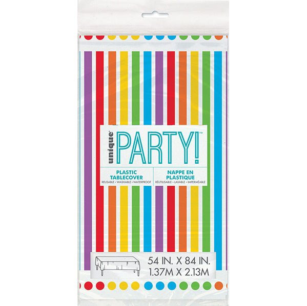 Rainbow Birthday Printed Tablecover 137cm x 213cm - The Party Marketplace