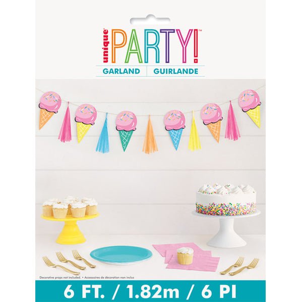 Rainbow Birthday Sweets Garland With Tassels (1.82m) - The Party Marketplace