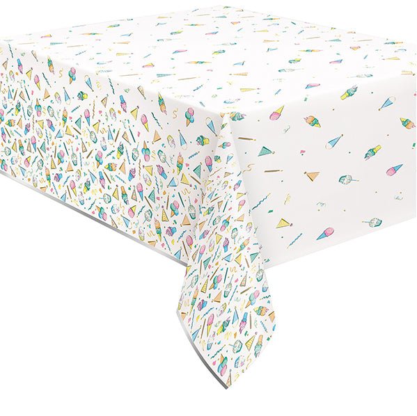 Rainbow Birthday Sweets Printed Foil Tablecover 137cm x 213cm - The Party Marketplace