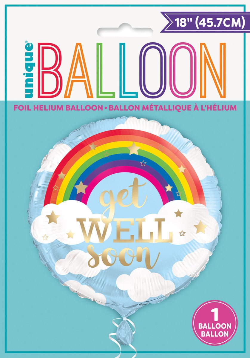 Rainbow "Get Well Soon" Foil Balloon 45cm - The Party Marketplace