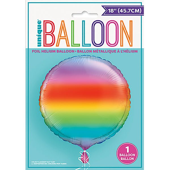 Rainbow Gradient Round Foil Balloon 45cm - The Party Marketplace