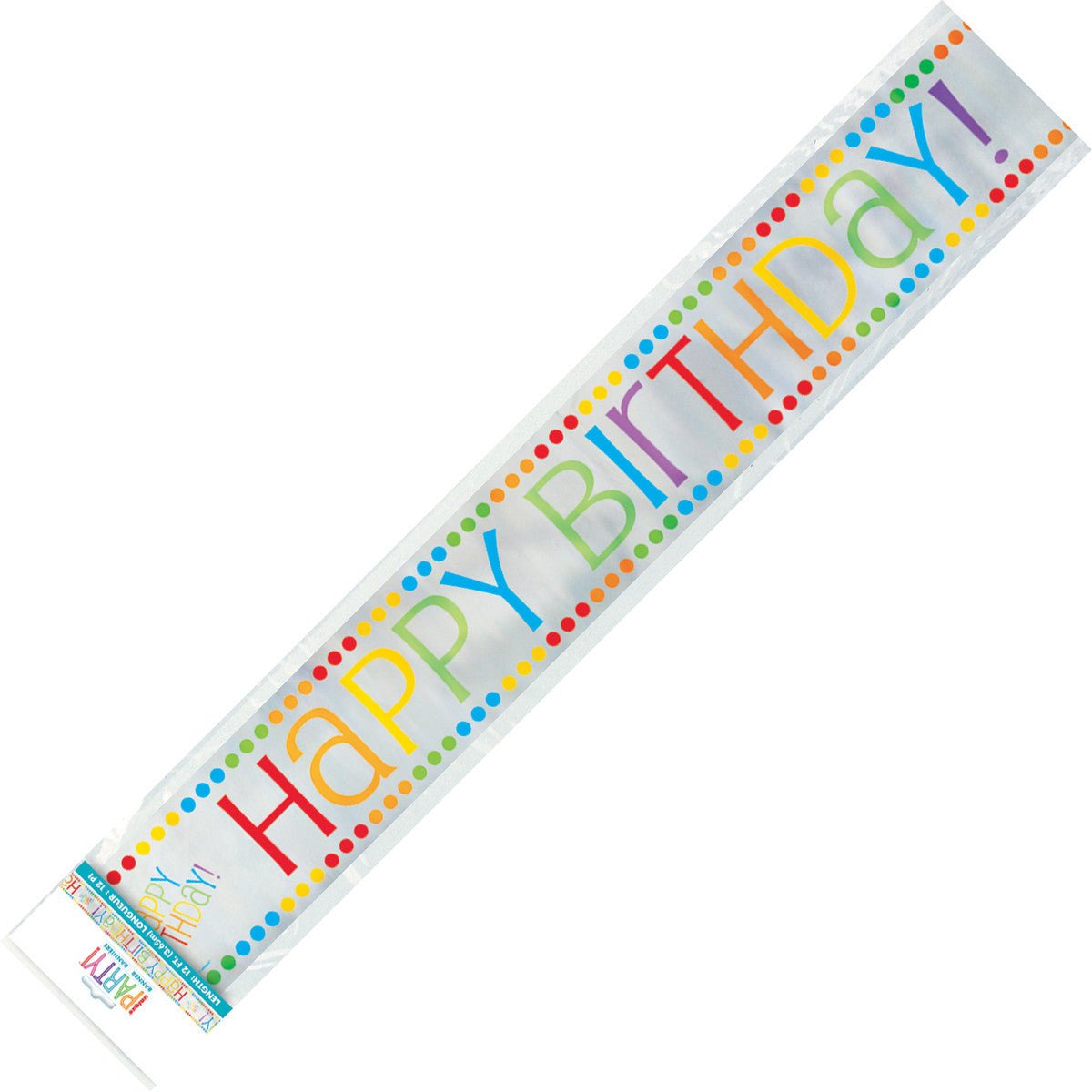 Rainbow "Happy Birthday" Foil Banner - 3.65m - The Party Marketplace