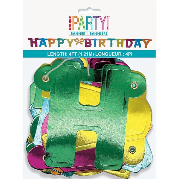 Rainbow "Happy Birthday" Jointed Banner - 1.21m - The Party Marketplace