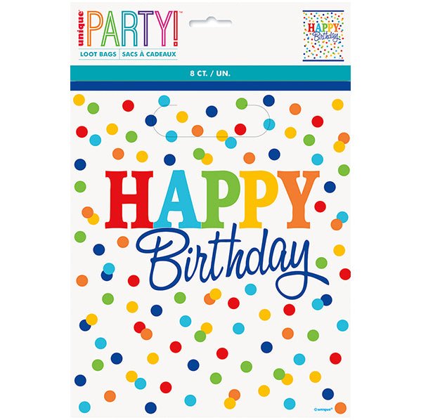 Rainbow Polka Dot Loot Bags (Pack of 8) - The Party Marketplace