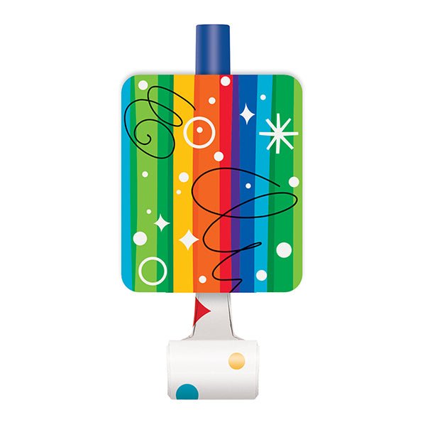 Rainbow Ribbon Birthday Blowouts (Pack of 8) - The Party Marketplace