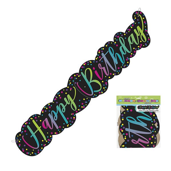 Rainbow Script "Happy Birthday" Giant Jointed Banner - 1.36m - The Party Marketplace