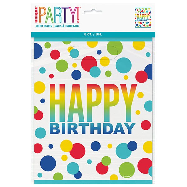 Rainbow Spots Birthday Loot Bags (Pack of 8) - The Party Marketplace