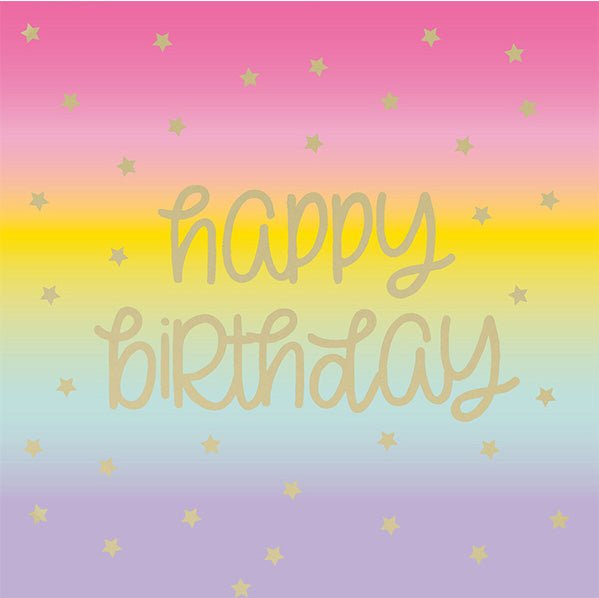 Rainbow Star "Happy Birthday" Foil Stamped Luncheon Napkins (Pack of 16) - The Party Marketplace