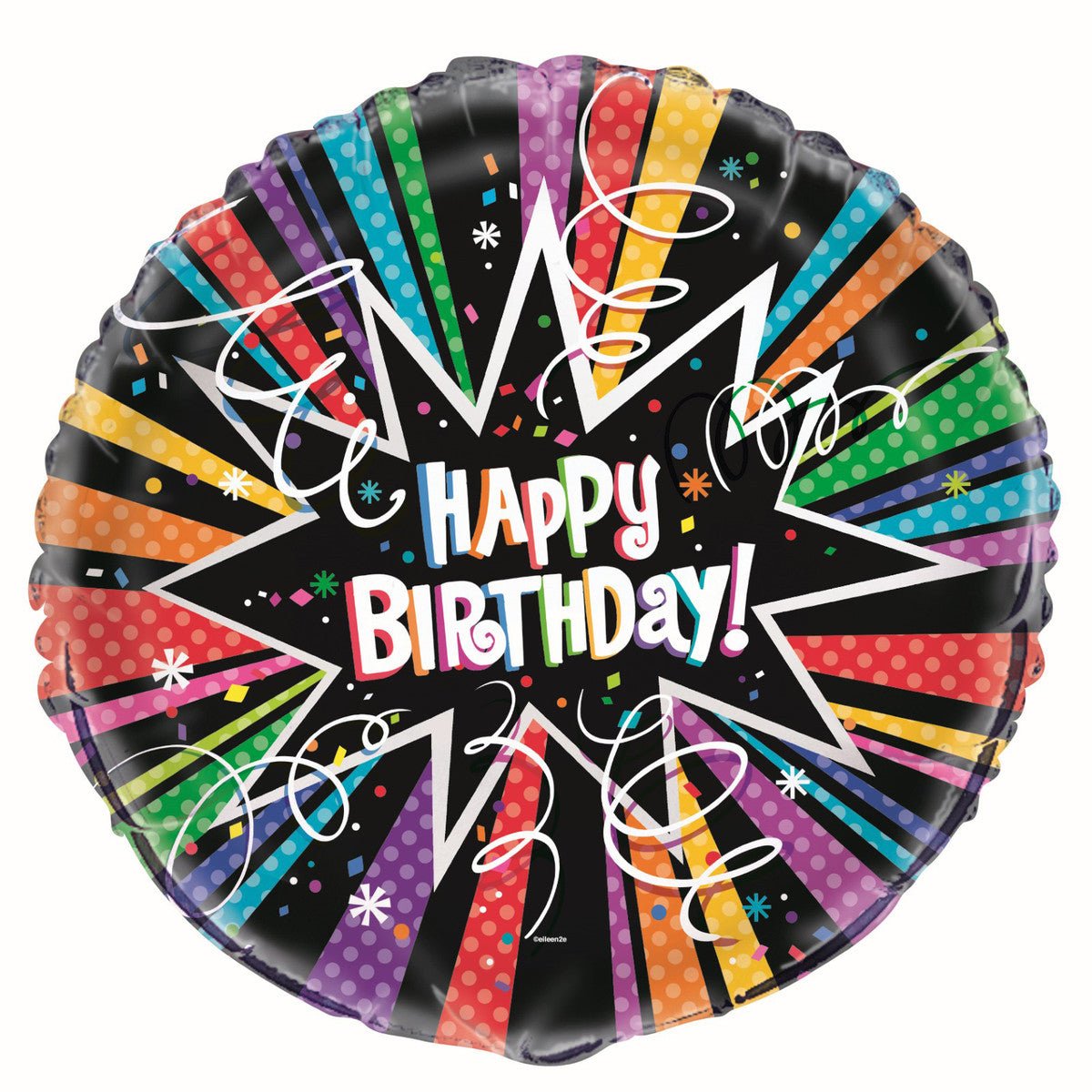 Rainbow Starburst "Happy Birthday" Foil Balloon 45cm - The Party Marketplace
