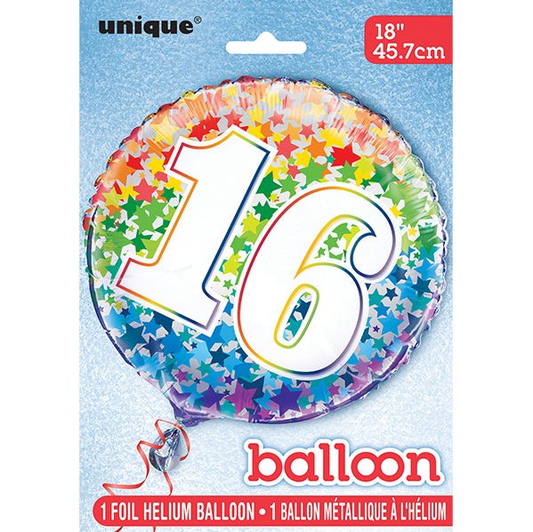 Rainbow Stars "16" Foil Balloon 45cm - The Party Marketplace