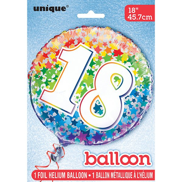 Rainbow Stars "18" Foil Balloon 45cm - The Party Marketplace