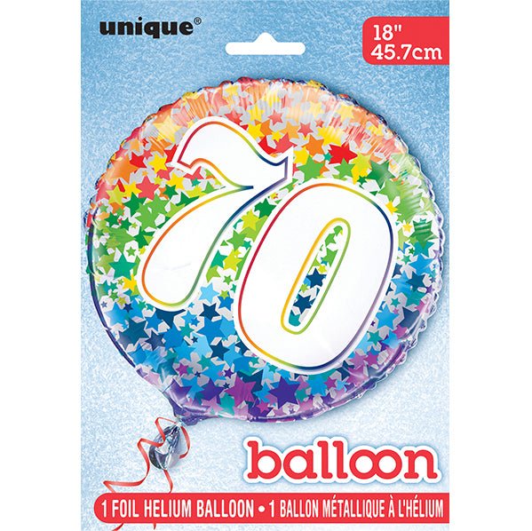 Rainbow Stars "70" Foil Balloon 45cm - The Party Marketplace