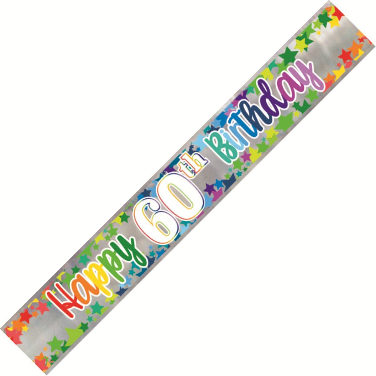 Rainbow Stars "Happy 60th Birthday" Foil Banner - 2.74m - The Party Marketplace