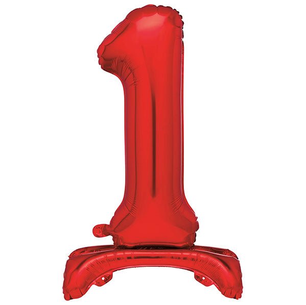 Red "1" Giant Standing Numeral Foil Balloon (76cm) - The Party Marketplace