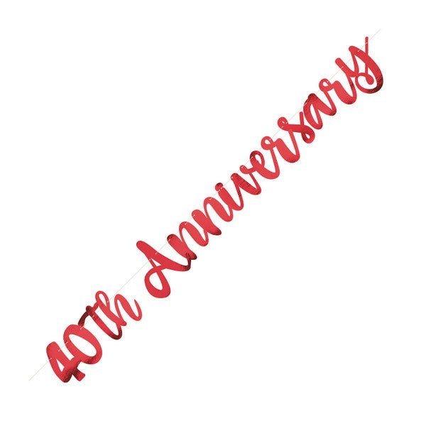 Red "40th Anniversary" Jointed Banner - 1.82m - The Party Marketplace