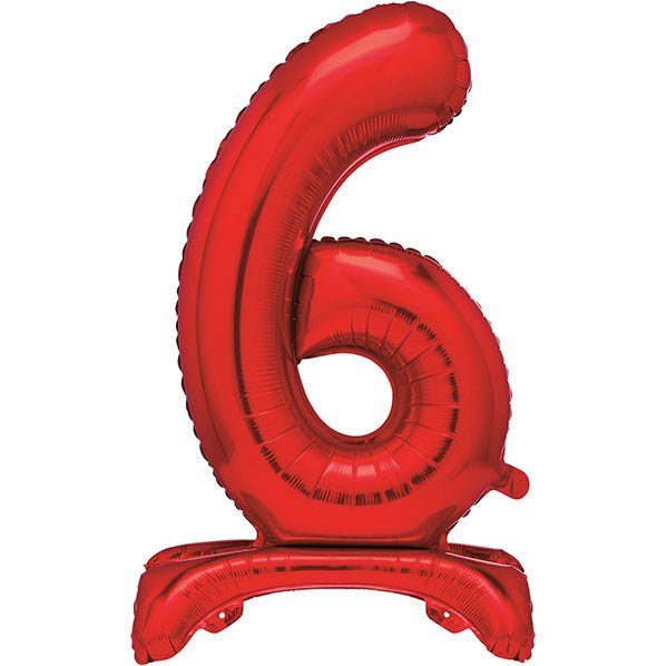 Red "6" Giant Standing Numeral Foil Balloon (76cm) - The Party Marketplace