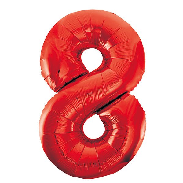 Red "8" Numeral Foil Balloon (86cm) - The Party Marketplace