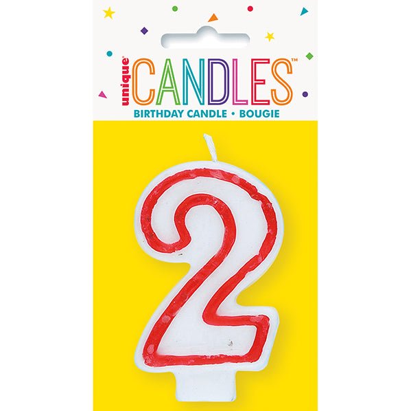 Red Numeral Candle - 2 - The Party Marketplace