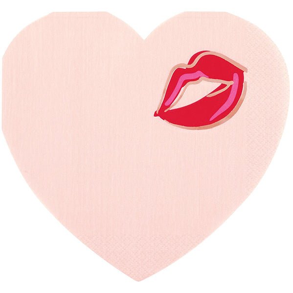 Red & Pink Valentine Foil Stamped Heart Shaped Luncheon Napkins (Pack of 16) - The Party Marketplace
