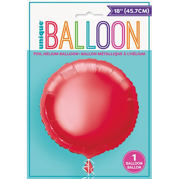Red Round Foil Balloon 45cm - The Party Marketplace
