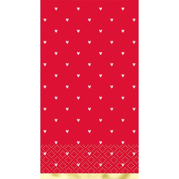 Red with Hearts Valentines Foil Stamped Guest Napkins (Pack of 16) - The Party Marketplace