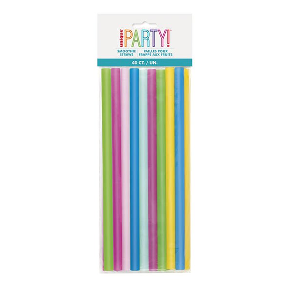 Reusable Plastic Smoothie Straws - Assorted (Pack of 40) - The Party Marketplace