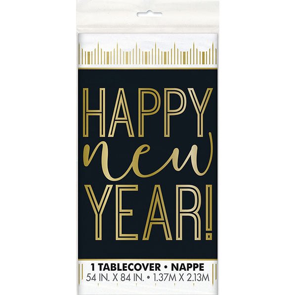 Roaring New Year "Happy New Year" Printed Tablecover 137cm x 213cm - The Party Marketplace