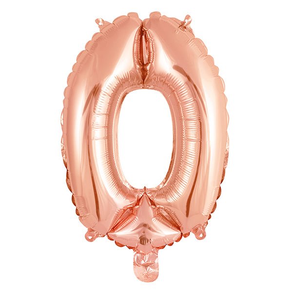 Rose Gold "0" Numeral Foil Balloon (35cm) - The Party Marketplace