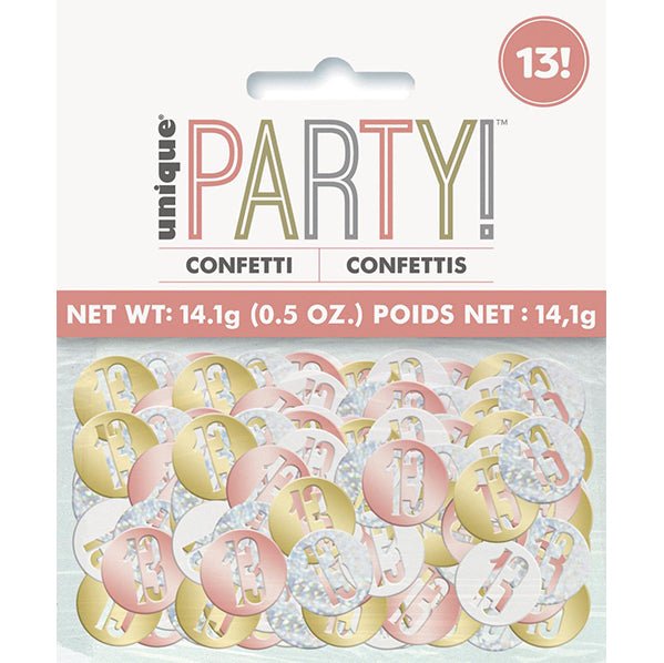 Rose Gold "13" Foil Confetti (14g) - The Party Marketplace
