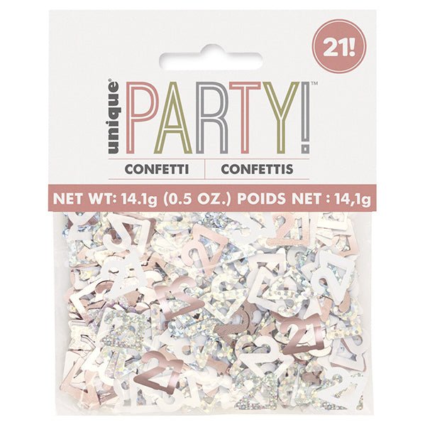Rose Gold "21" Foil Confetti (14g) - The Party Marketplace