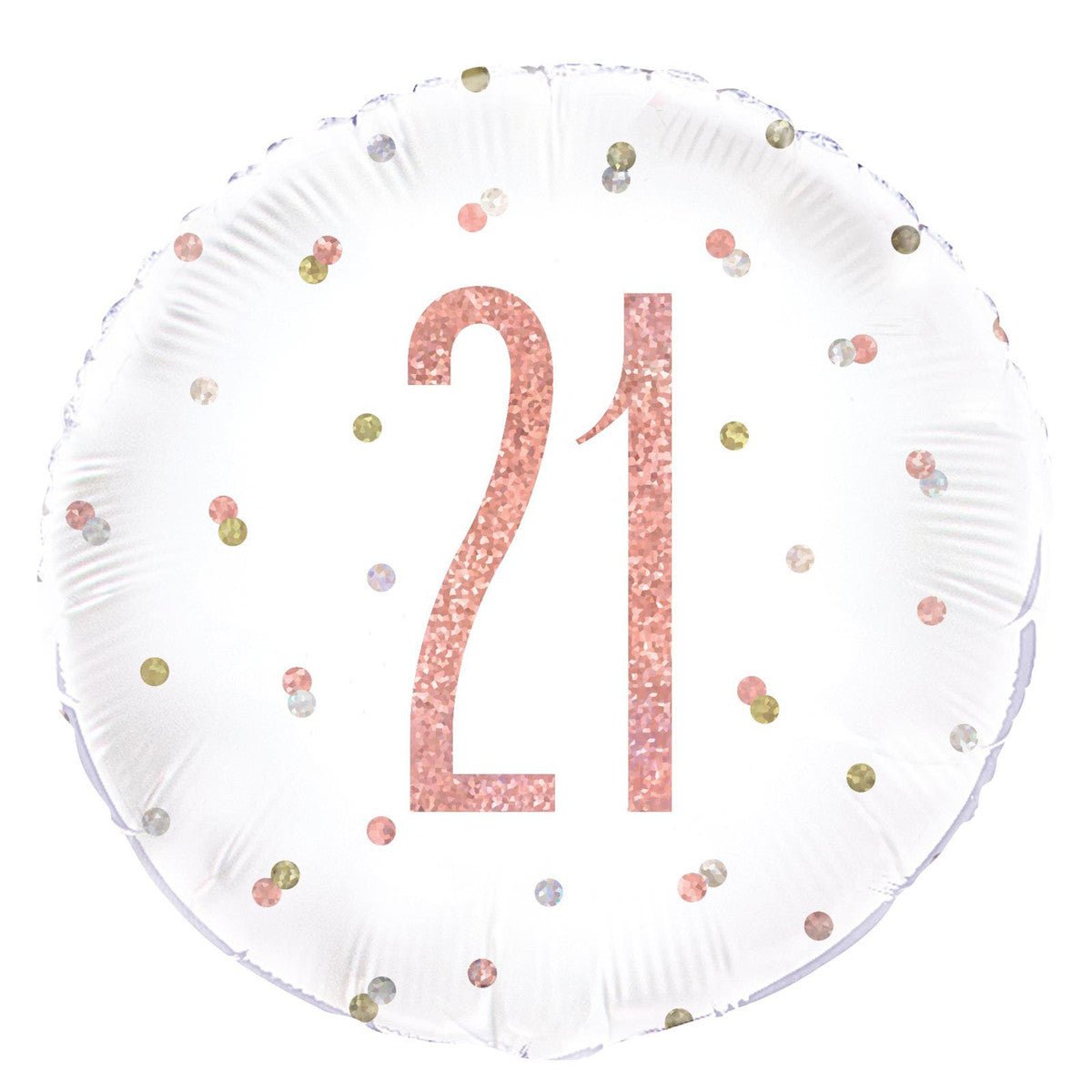 Rose Gold "21" Foil Prismatic Balloon 45cm - The Party Marketplace