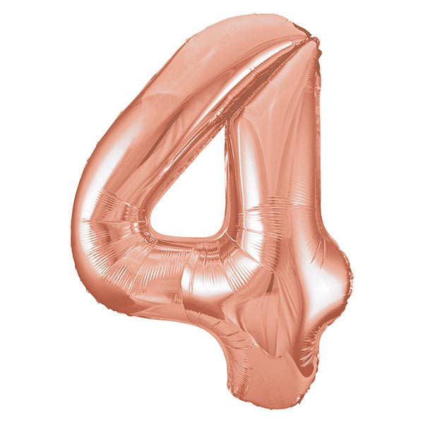 Rose Gold "4" Numeral Foil Balloon (86cm) - The Party Marketplace