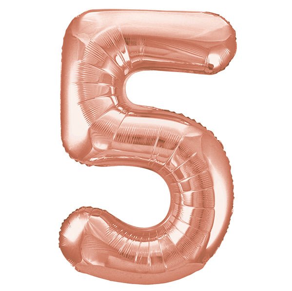 Rose Gold "5" Numeral Foil Balloon (86cm) - The Party Marketplace
