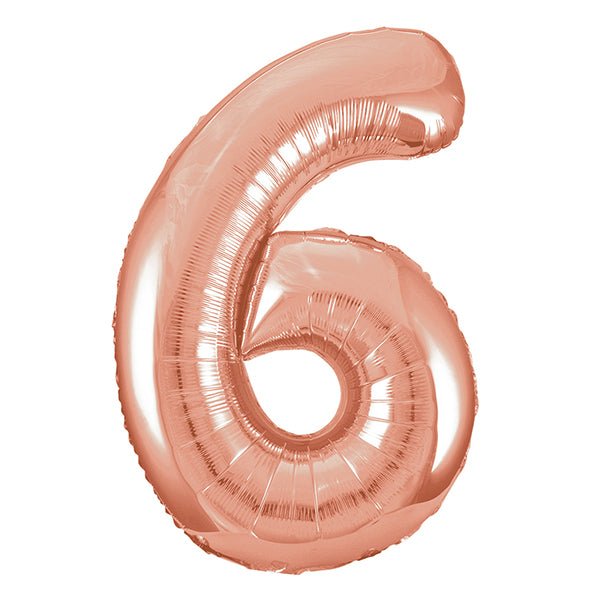 Rose Gold "6" Numeral Foil Balloon (86cm) - The Party Marketplace