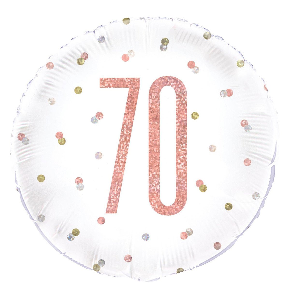 Rose Gold "70" Foil Prismatic Balloon 45cm - The Party Marketplace