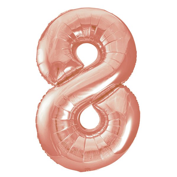 Rose Gold "8" Numeral Foil Balloon (86cm) - The Party Marketplace