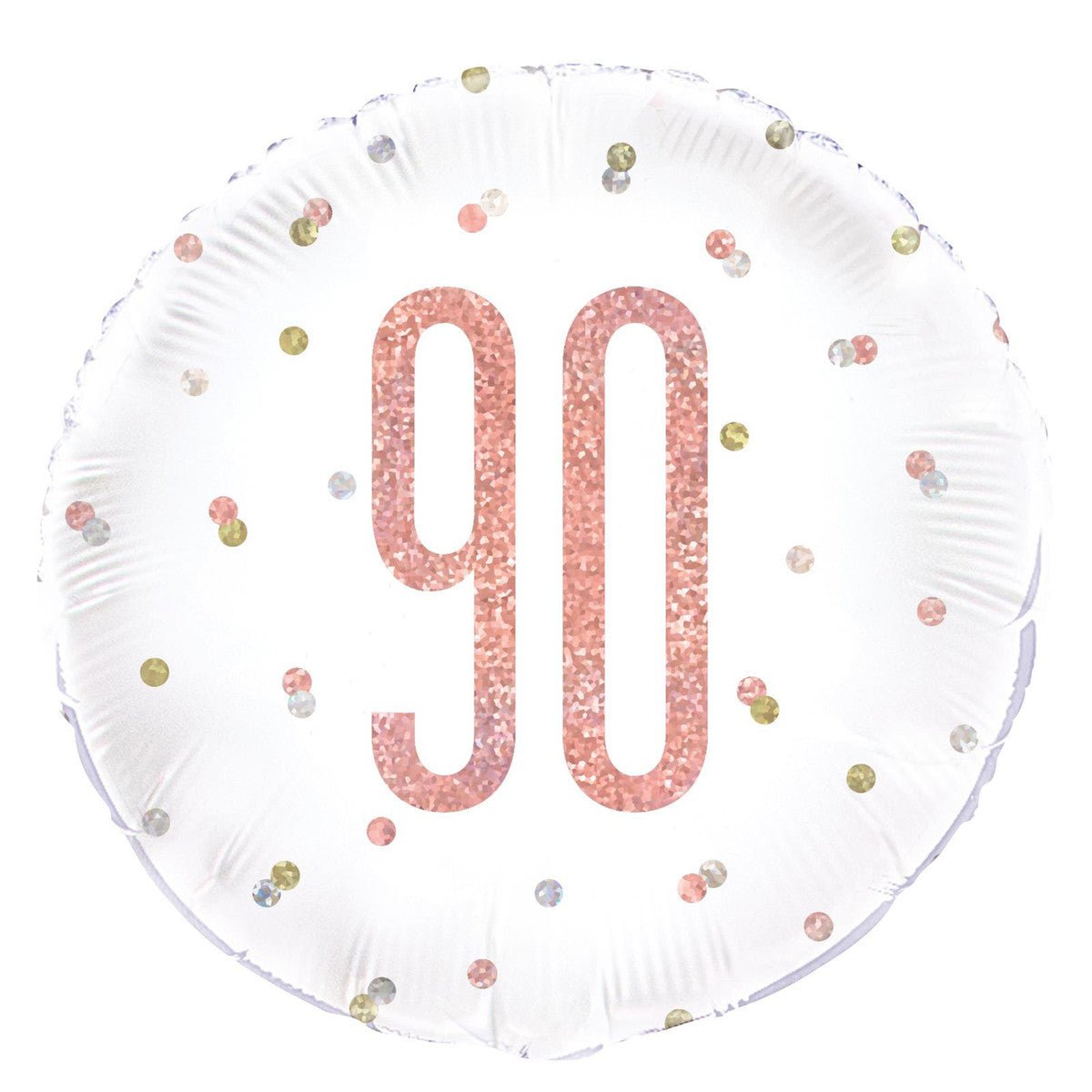 Rose Gold "90" Foil Prismatic Balloon 45cm - The Party Marketplace
