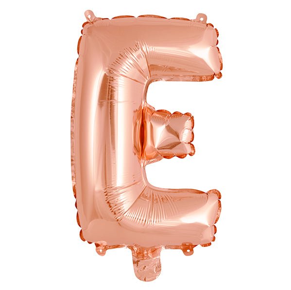 Rose Gold "E" Letter Foil Balloon (35cm) - The Party Marketplace